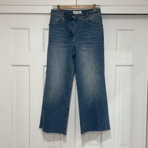 NWT Something Navy Cropped Wide Leg Raw Edge Jeans